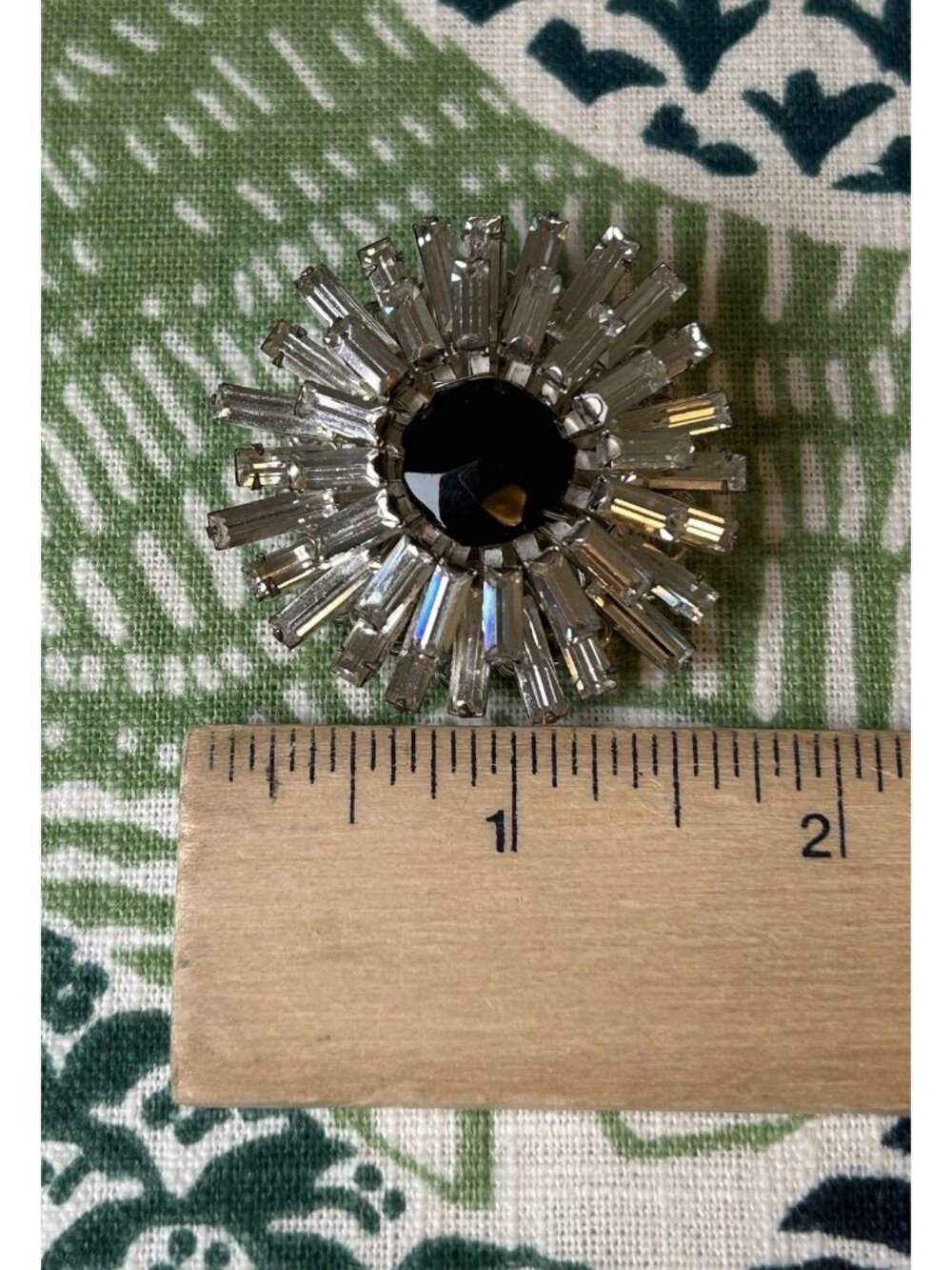 Miriam Haskell Brooch 1950’s Silver Tone Black Crystal Flower Vintage Pin Glam - Picture 2 of 3